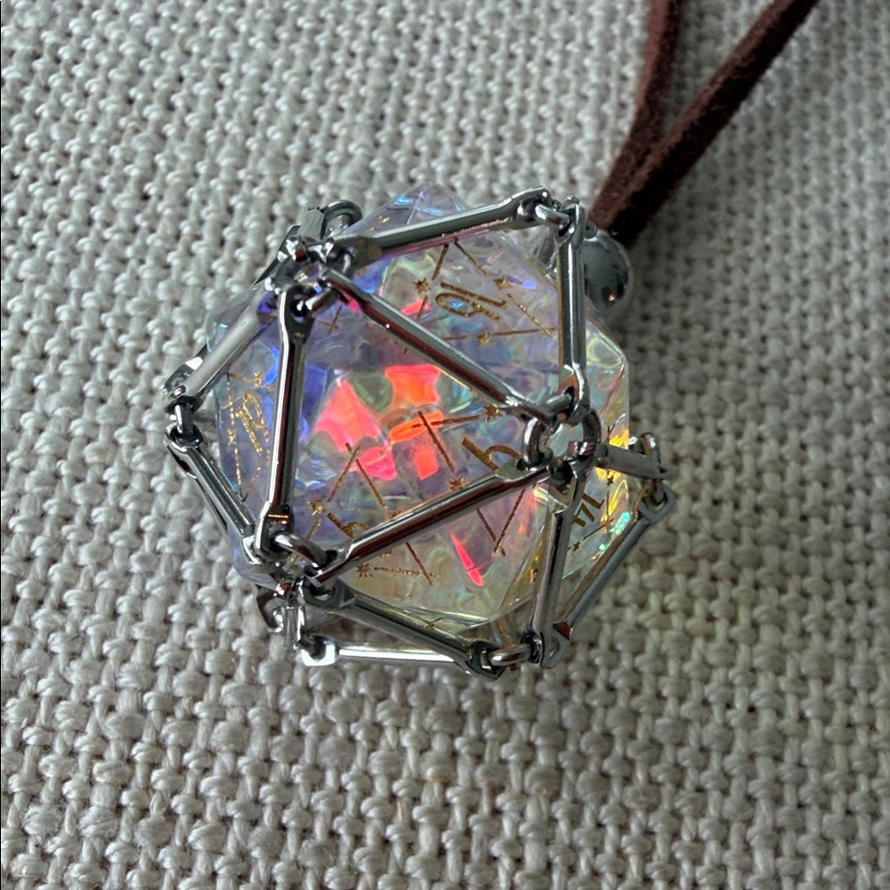 Iridescent Dice Pendant Necklace